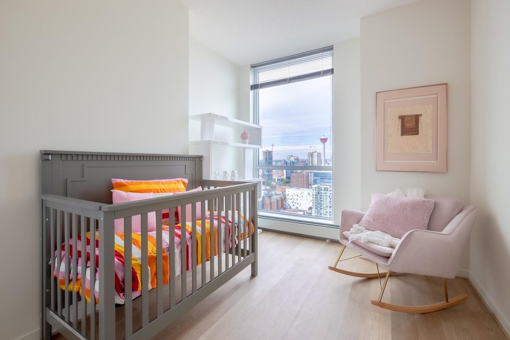 Bedroom set up as a nursery
