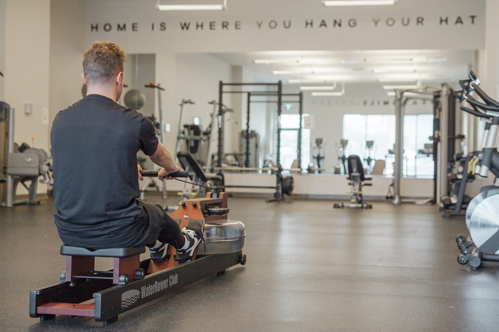 Rowing machine in the gym