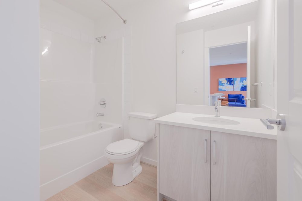 Bathroom with tub and shower