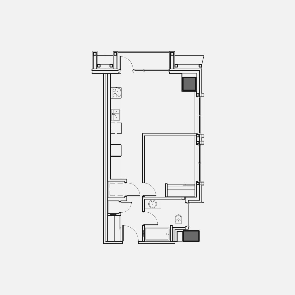 One-bedroom suites floorplan