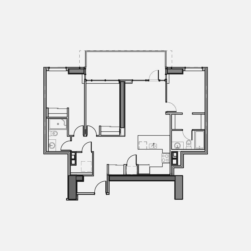 Three-bedroom suites floorplan
